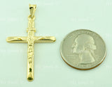 14K Solid Yellow Gold Jesus Christ Cross Pendant #6236