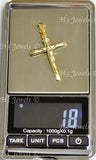 14K Solid Yellow Gold Jesus Christ Cross Pendant #6236