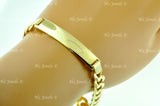 14K Solid Yellow Gold Men's ID Curb Link Bracelet #6413