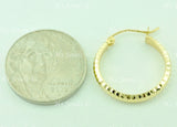 14K Solid Yellow Gold Diamond Cut Hoop Earrings #6454