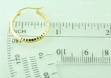 14K Solid Yellow Gold Diamond Cut Hoop Earrings #6454