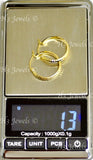 14K Solid Yellow Gold Diamond Cut Hoop Earrings #6454