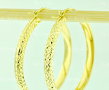 14K Solid Yellow Gold Diamond Cut Hoop Earrings #6462