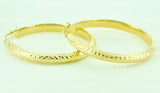 14K Solid Yellow Gold Diamond Cut Hoop Earrings #6462