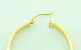 14K Solid Yellow Gold Diamond Cut Hoop Earrings #6462