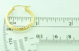 14K Solid Yellow Gold Diamond Cut Hoop Earrings #6470