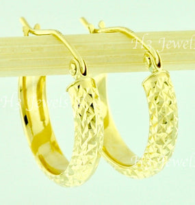 14K Solid Yellow Gold Diamond Cut Hoop Earrings #6479