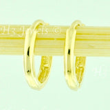 14K Solid Yellow Gold Plain Hoop Huggie Earrings #6486