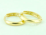 14K Solid Yellow Gold Plain Hoop Huggie Earrings #6486