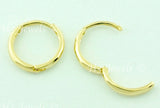 14K Solid Yellow Gold Plain Hoop Huggie Earrings #6486