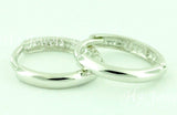 14K Solid White Gold Plain Hoop Huggie Earrings #6493