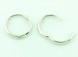 14K Solid White Gold Plain Hoop Huggie Earrings #6493