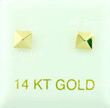 14K Solid Yellow Gold Square Stud Earrings With Screw Back #6505