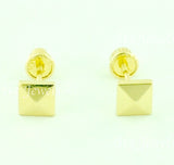 14K Solid Yellow Gold Square Stud Earrings With Screw Back #6505