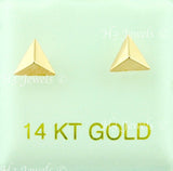 14K Solid Rose Gold Triangle Stud Earrings With Screw Back #6511