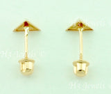 14K Solid Rose Gold Triangle Stud Earrings With Screw Back #6511