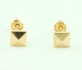 14K Solid Rose Gold Square Stud Earrings With Screw Backs #6517