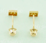 14K Solid Rose Gold Square Stud Earrings With Screw Backs #6517