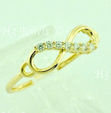 14K Solid Yellow Gold Cubic Zirconia CZ Infinity Ring #6524