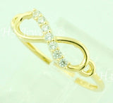 14K Solid Yellow Gold Cubic Zirconia CZ Infinity Ring #6524