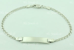 14K Solid White Gold Kids Baby Gucci Link ID Bracelet #6534