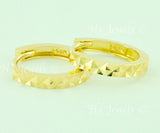 14K Solid Yellow Gold Diamond Cut Kids Hoop Earring #6544