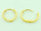 14K Solid Yellow Gold Diamond Cut Kids Hoop Earring #6544