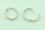 14K Solid White Gold Diamond Cut Kids Hoop Earrings #6550