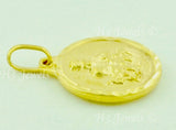 14K Solid Yellow Gold Round Double Sided Blessed Virgin Mary, Jesus Pendant. #6588