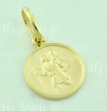 14K Solid Yellow Gold Round Saint Christopher Kids Pendant #6597