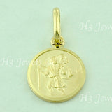 14K Solid Yellow Gold Round Saint Christopher Kids Pendant #6597