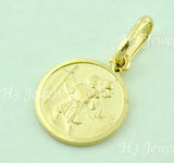 14K Solid Yellow Gold Round Saint Christopher Kids Pendant #6597