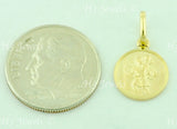 14K Solid Yellow Gold Round Saint Christopher Kids Pendant #6597