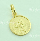 14K Solid Yellow Gold Round Saint Christopher Kids Pendant #6607