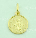 14K Solid Yellow Gold Round Saint Christopher Kids Pendant #6607