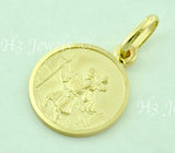 14K Solid Yellow Gold Round Saint Christopher Kids Pendant #6607