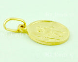 14K Solid Yellow Gold Round Saint Christopher Kids Pendant #6607