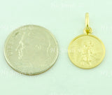 14K Solid Yellow Gold Round Saint Christopher Kids Pendant #6607