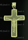 14K Solid 2-Tone Yellow & White Gold Jesus Christ Filigree Cross Pendant #8163