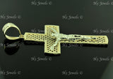 14K Solid 2-Tone Yellow & White Gold Jesus Christ Filigree Cross Pendant #8163