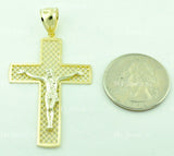 14K Solid 2-Tone Yellow & White Gold Jesus Christ Filigree Cross Pendant #8163