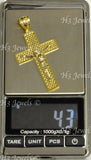 14K Solid 2-Tone Yellow & White Gold Jesus Christ Filigree Cross Pendant #8163