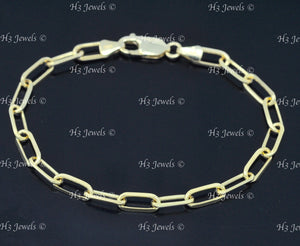 14k Solid Yellow Gold Paperclip Bracelet #12125