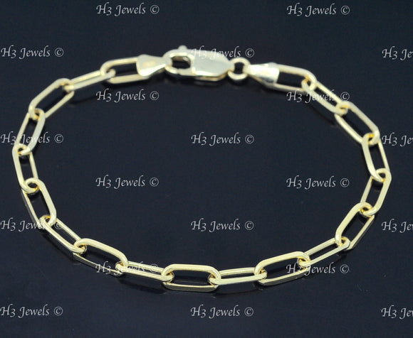 14k Solid Yellow Gold Paperclip Bracelet #12125