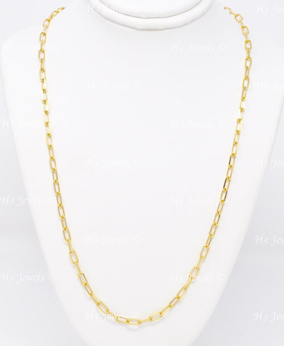 14k Solid Yellow Gold Paperclip Chain Necklace #12135