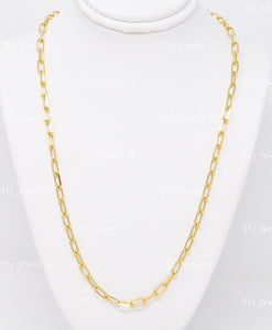 14k Solid Yellow Gold Paperclip Chain Necklaces #12146