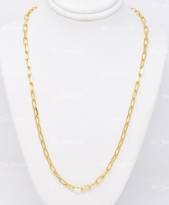 14k Solid Yellow Gold Paperclip Chain Necklaces #12146