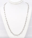 14k Solid White Gold Paperclip Chain Necklace #12766