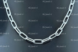 14k Solid White Gold Paperclip Chain Necklace #12766