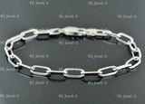 14k Solid White Gold Paperclip Bracelet #12806